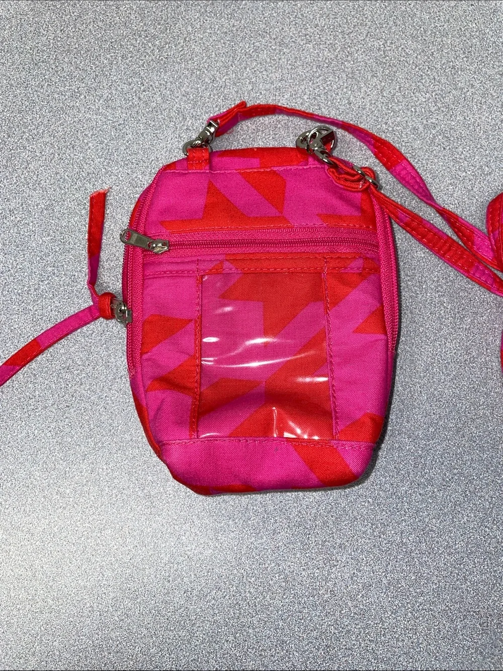 Stephanie Dawn Houndstooth Two-Tone Pink & Red Quilted Crossbody Phone Bag